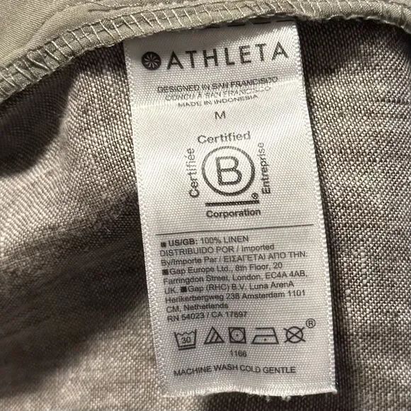 Athleta Pants Womens M Retreat Linen High Rise Ankle Pyrite Brown Lounge Beachy - Picture 12 of 13